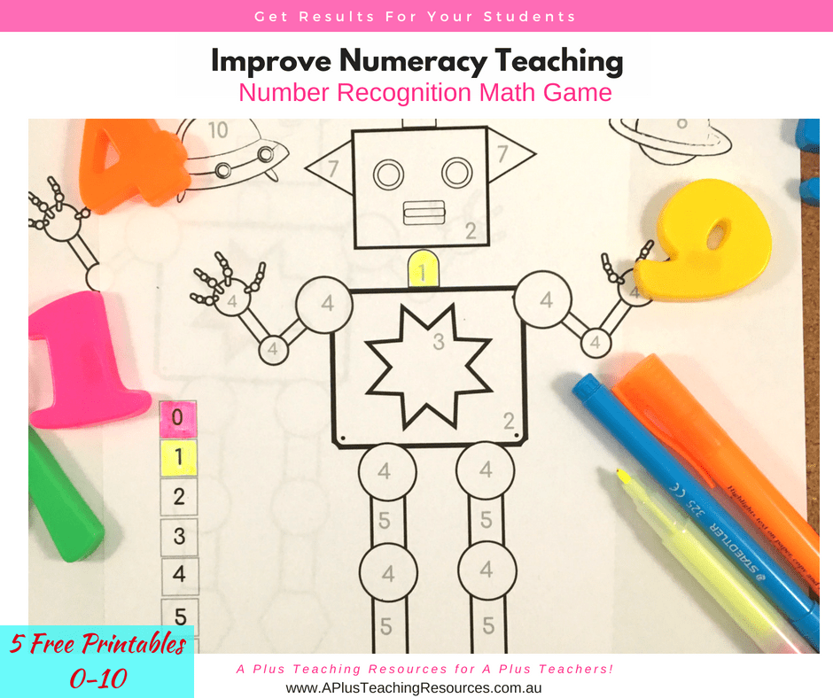 0-10 number recognition colouring robot