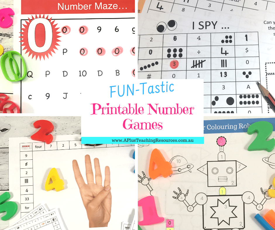 funtastic printable number games a plus teaching resources