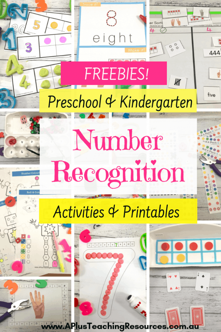 number recognition freebies for kindergarten