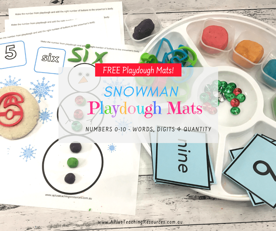 Snowman Number Playdough mats