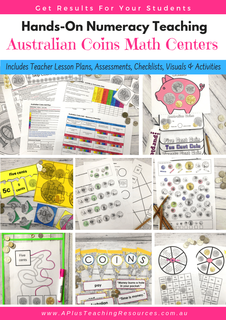 Teaching Australian Coins Math Centers Kit