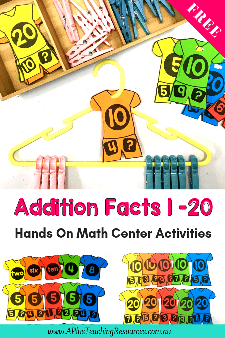FREE Addition Game Printable Clothes Hangers Pegs 
